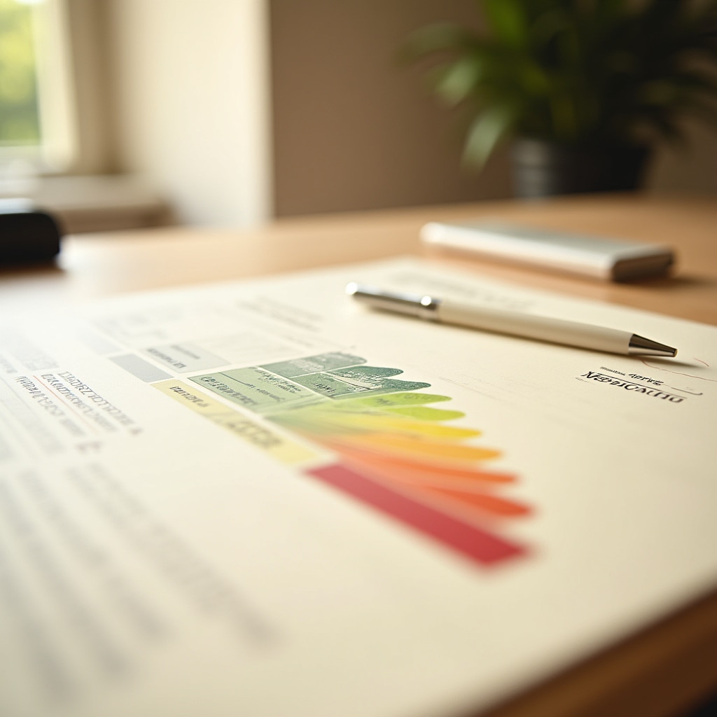 Close-up of an energy performance certificate document